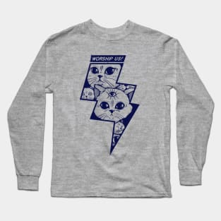 Worship Cats (just blue) Long Sleeve T-Shirt